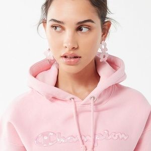 Champion Reverse Weave Pink Daisy Logo Hoodie